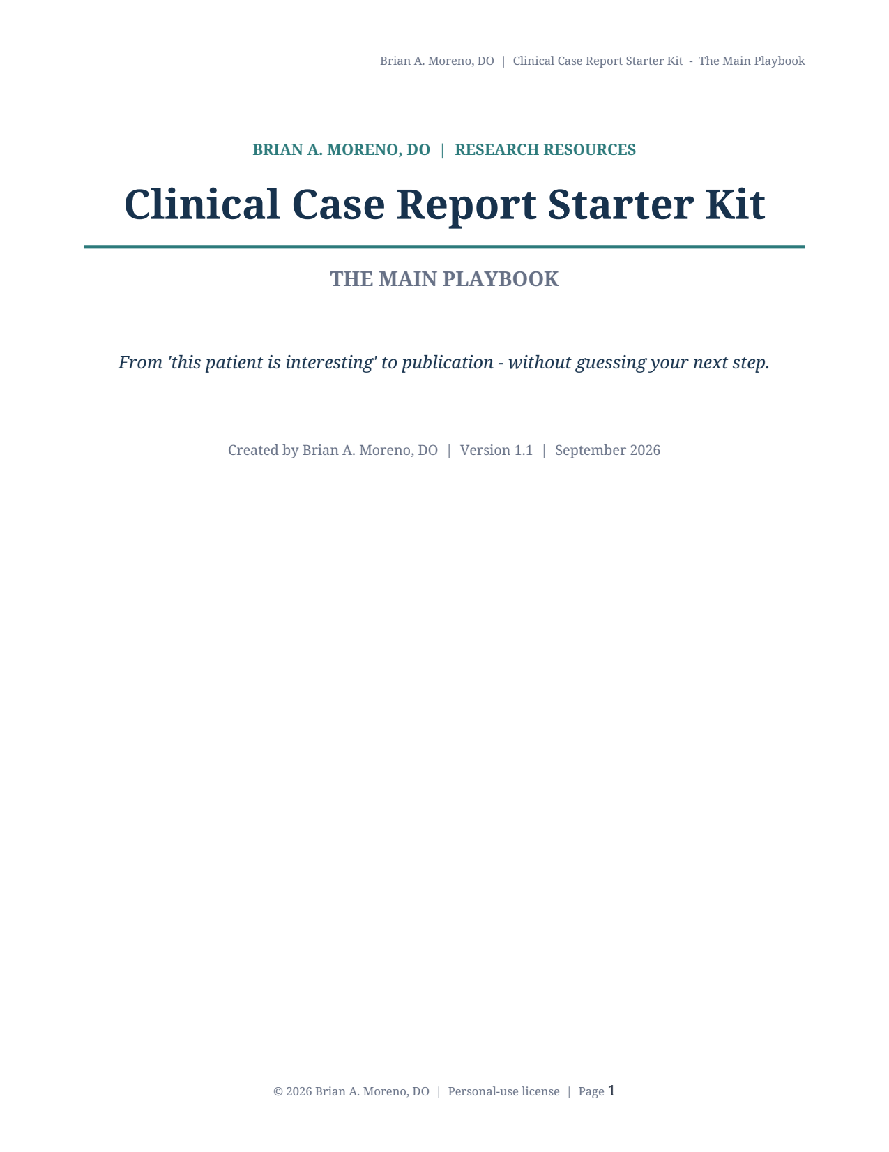 Clinical Case Report Starter Kit cover